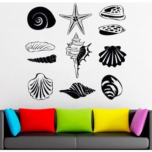 Ocean Style Wall Decal Shell Conch Door Window Stickers Nursery Kids Bedroom Bathroom Home Decor Art Waterproof Wallpaper E086