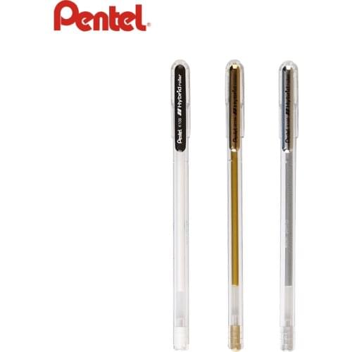 Pentel 0.8 mm Metallic Gel Ink Pen K108 Silver Gold White High-gloss