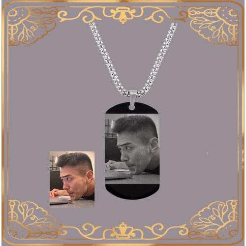 Photo Laser Printing Stainless Steel Letter Name Necklace Black Oval Metal Pendant Necklace Wedding Anniversary Valentine Gifts