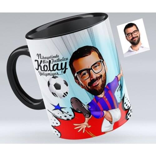 Personalized Mr Football Player Burgundy Blue Caricature Of Black Mug cup-1