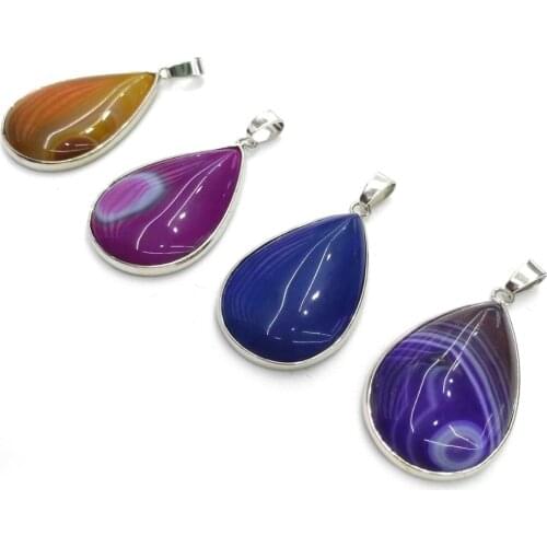 Natural stone Striped Agates pendant water drop shape Pendants for Jewelry Making DIY Necklace Accessories Size 25x40mm