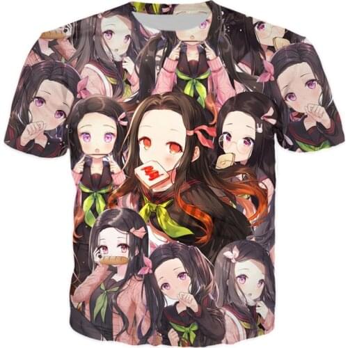 SOSHIRL Harajuku Pink Kimono Girls T-shirt Fashion Kamado Nezuko Womens Streetwear Classic Summer T Shirt Demon Slayer Clothes