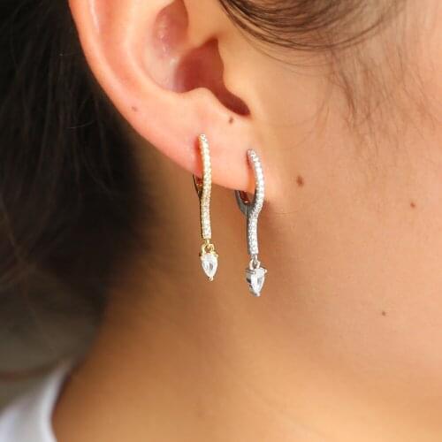 High quality drop earrings gold silver color paved AAA cz fashion trendy women jewelry wholesale