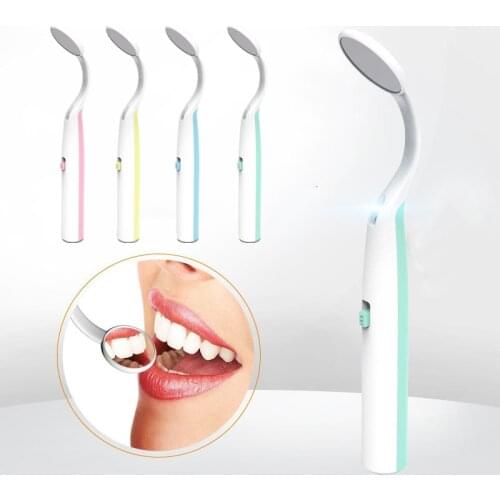 1PCs Dental Mirror with Led Light Inspect Instrument Checking Mirror Dentist Oral Super Bright Anti-fog Mouth Mirror Tooth Care