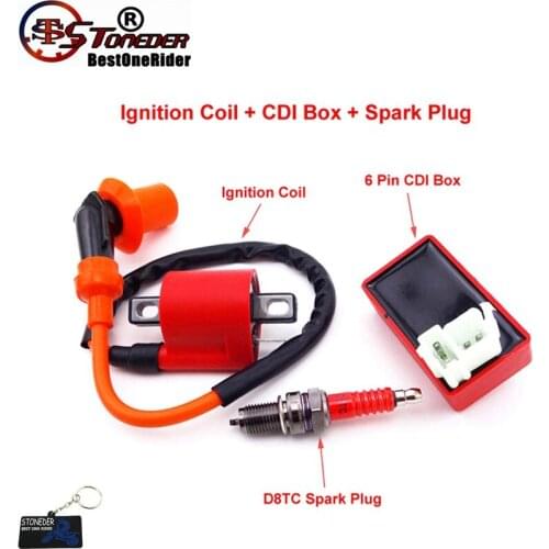 STONEDER Racing Ignition Coil 6 Pin AC CDI Box Spark Plug D8TC For CG 125cc 150cc 200c 250cc Chinese ATV Quad Pit Dirt Bike