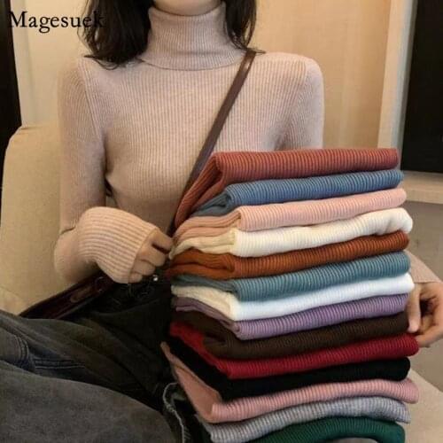Autumn And Winter Knitted Turtleneck Sweater Women Long Sleeve Slim Pullover Women Sweaters Fashion Solid Female Clothing 16426