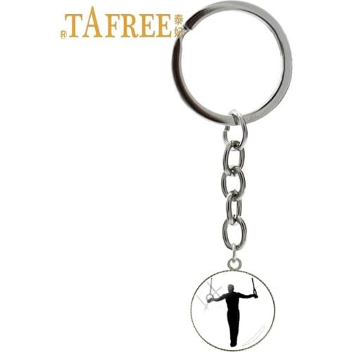 TAFREE Fashion art picture Gymnastics Key chains program of gymnastic competition consists KeyRing for women gift jewelry GY215