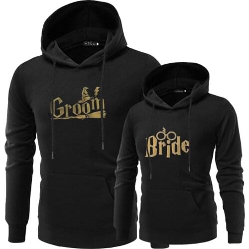 Women Men Couple Hoodies Hoody Lovers Sweatshirt Lovers Couples Hoodies Casual Pullovers Gift BRIDE BROOM