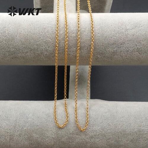 WT-N1064 WKT New Fashion Brass Roll Chain In Best Gold Electroplated For Necklace Design Findings Charming Brass Necklace