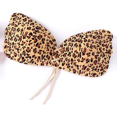 Women Floral Leopard Strapless Fly Bra Three Quarters Wire Free Invisible Bras Invisible Push Up Fly Bras