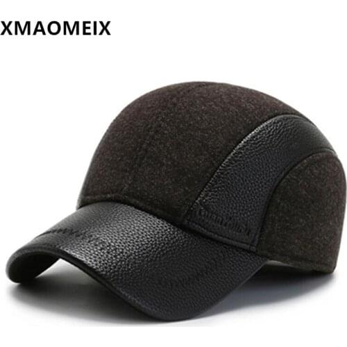 XMAOMEIX Adjustable Size Winter Mens Thickened Earmuffs Hats Warm Baseball Cap Men Fashion Sports Cap Ski Caps Dads Winter Hat