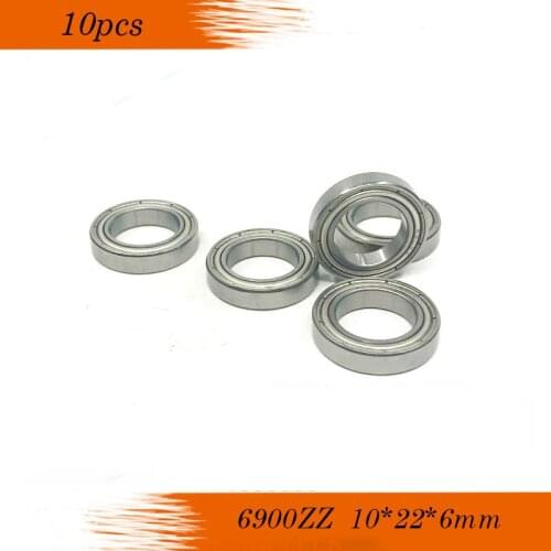 10pcs 6900ZZ Metal sealed bearing Thin wall bearing 6900-2Z 10*22*6 mm chrome steel deep groove bearing 61900 6900 ZZ