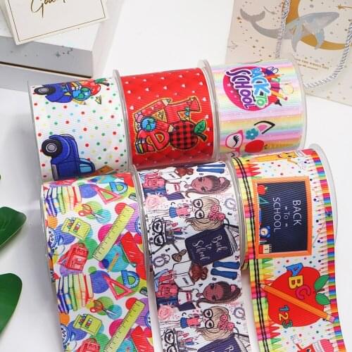 10 Yards Back to school 1.5inch 38mm Grosgrain Ribbon For Hair Bows DIY Crafts Handmade Accessories 43764