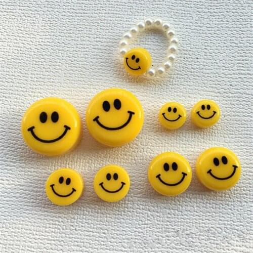 100pcs/lot Smiley face print geometry rounds shape resin beads with holes diy jewelry earring/bracelet/necklace accessory