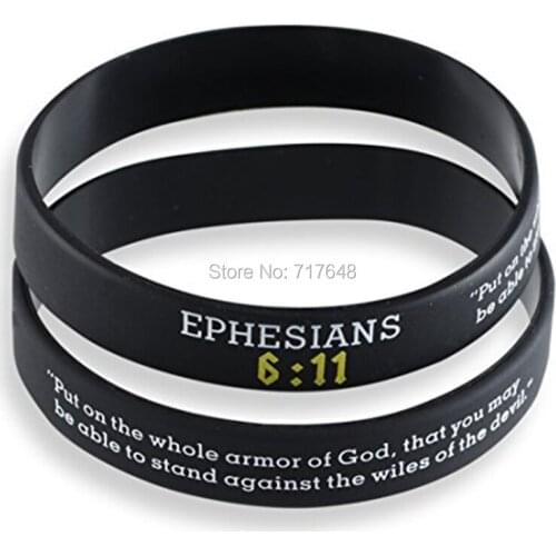 200pcs Religious Ephesians 6:11 wristband silicone bracelets free shipping by FEDEX