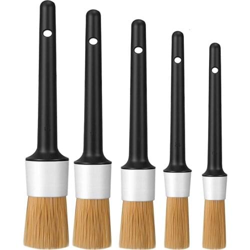 5pcs Car Detailing Boars Hair Brush Auto Car Cleaning Detailing Set Dashboard Air Outlet Clean Brush Tools Car Wash Accessories