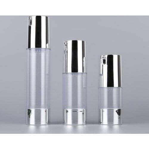 50ml clear airless bottle silver pump lotion emulsion serum hyaluronic toner ANTI SUNSHINE essence skin care cosmetic packin