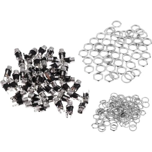 50pcs/Set 2.5mm x5.5mm DC Power Jack Female Panel Mounting Connector Socket