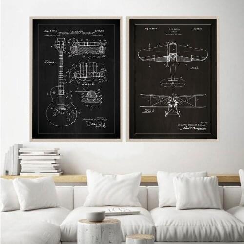 Electric Guitar Print Draft Canvas Wall Art Poster Abstract Painting Minimalist Nordic Decoration Picture Home Decor Unframed