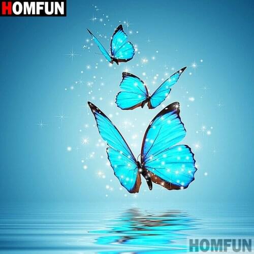 Homfun Full Square/Round Drill 5D DIY Diamond Painting "Animal butterfly" 3D Embroidery Cross Stitch Home Decor Gift A11057