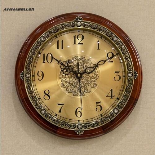 Hot Large Solid Retro Wood Wall Clock Living Room American European Silent Bedroom Creative Watch Home Relogio De Parede Gift