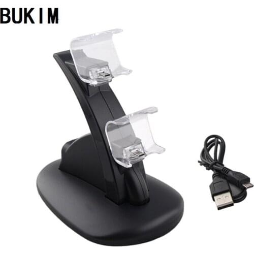 BUKIM 1xUSB Dual Gamepad Charger Controller Game Controller Power Supply Charging Station Stand For Sony Playstation 4 PS4