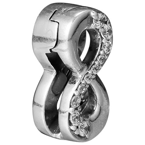 Reflexions Sparkling Infinity Clip Fits charms sterling silver Bracelets For Woman DIY Beads For Jewelry Making
