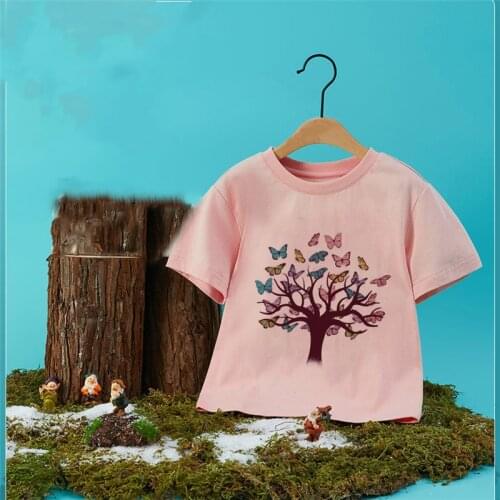 Boys Baby Children Clothing New Girls Pink T Shirt Short Sleeves Magic Tree Tops Summer O Neck Tee Toddler Infant For 2-8 Years