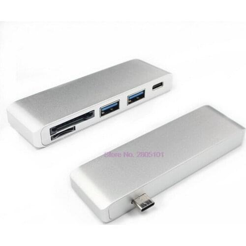 Dhl or fedex 20pcs 5-In-1 USB-C 3.1 Type-C Hub USB 3.0 Combo PD-Power SD/TF Card Reader For MacBook