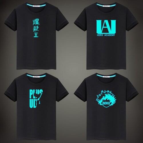 My Hero Academia Anime Fluorescent Luminous T Shirt Cartoon Men Unisex Casual Tops Vest Tee Children Short Sleeve T Shirt