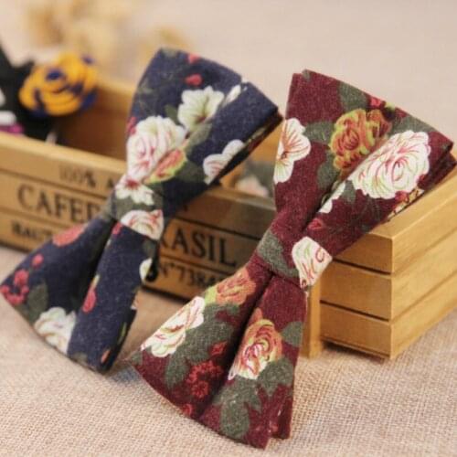 24colors fashion designer mens bow ties cotton floral print flower high-end bowtie for men wedding 10pcs/lot