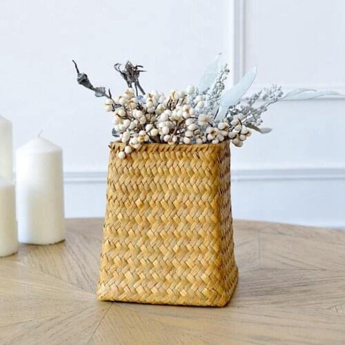 Hot Seagrass Basket Plant Basket Flower Basket Seagrass Woven Storage Basket Straw Woven Indoor Pots for Plants Flower Vase