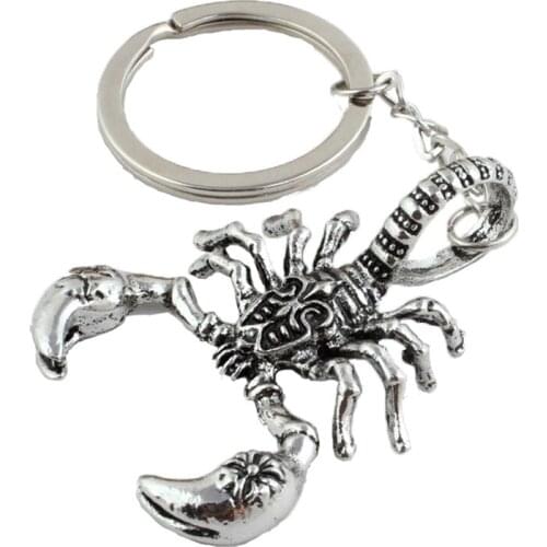 ISINYEE Vintage Punk Scorpion Animal Keychain For Men Women Antique Silver Key Chains Ring Jewelry Gift Accessories