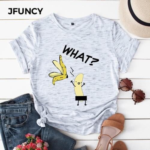 JFUNCY Plus Size Cotton T-shirts Mom T Shirts Female Funny Printing Tees Young Women Girls Summer Tops Students Tshirts