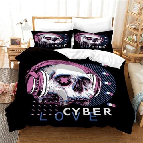 Fanaijia 3d Print Sugar Skull Bedding Set Queen Size grim Reaper Duvet Cover Set with Pillowcase Full King Beds Comforter Set