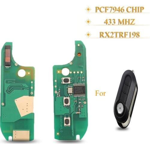 Kutery 3 Buttons Remote Car Key Circuit Board For Fiat 500 Grande Punto Delphi/Marelli BSI System RX2TRF198 ID46 PCF7946 433MHZ