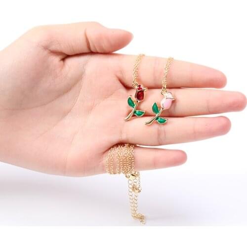 New Lucky love heart Flower Cubic Zirconia Colorful Enamel Crystal animal Zircon charm chain necklace Rhinestone Cartoon Kawaii