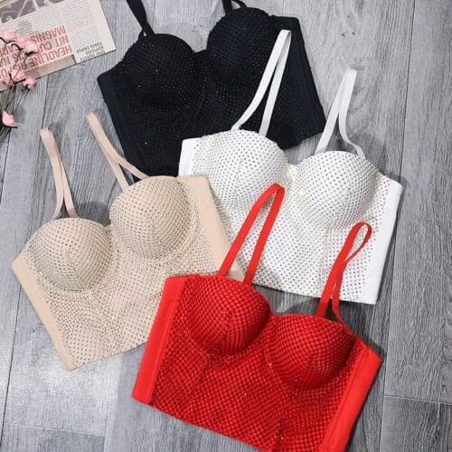 New Elastic Mesh Underwear Outer Wear Corset Sexy Backless Crop Camisole Women’s Nightclub Party Tank Tops Push up Gathered Bra
