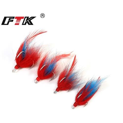 FTK New High Carbon Steel 1#2#4#6# sharp Treble hooks Hard Lure with Colorful Feather Sea Fishing Treple Hook Fishing Tackle