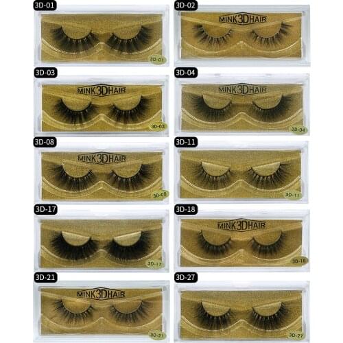 3D Mink Eyelashes handmade Full Strip Soft & Vivid False Lashes Natural Look Thick real Mink Fur Hair 30pairs/lot DHL Free