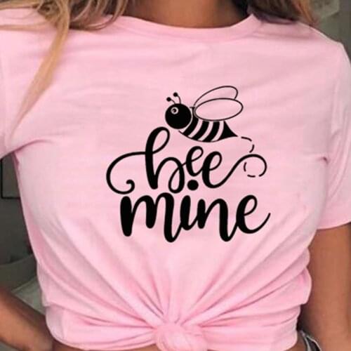 Bee Mine Graphic T Shirt Aesthetic Tumblr Tshirt Kawaii Pure Cotton Shirts Women Casual Crewneck Tees Ulzzang Tops Drop Shipping