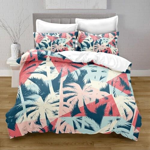 3D Printing Plant Printing Style Quilt Cover with Pillowcase Bedroom Decoration Queen Size Bedding Bedroom Set King Size Bed