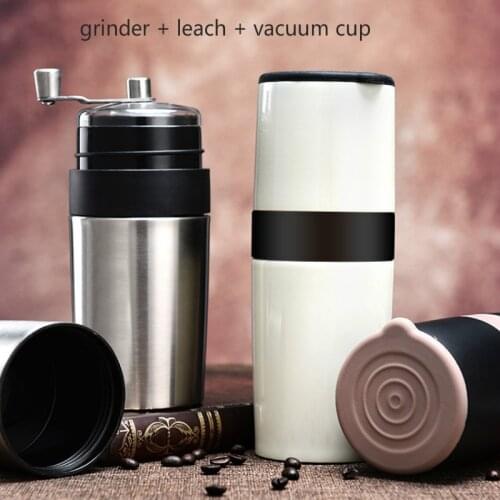 Stainless Steel Portable Multi-function Coffee Maker Machine 400ml Vacuum Cup Manual Coffee Bean Grinder Mill