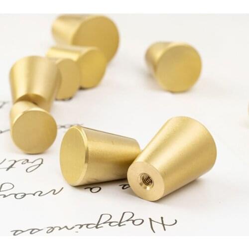 Simple Art Golden Brass Cabinet Door Handle Single Hole Nordic Luxury Pure Copper Wardrobe Drawer Trumpet Handle Home Decoration