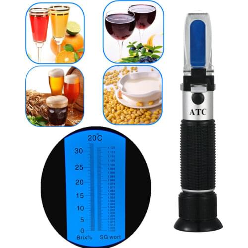 Refractometer 0-32% Brix Beer brewing Wort SG 1.000-1.120 Specific Gravity Meter Liquor Alcohol Concentration Fruit Wine Suger