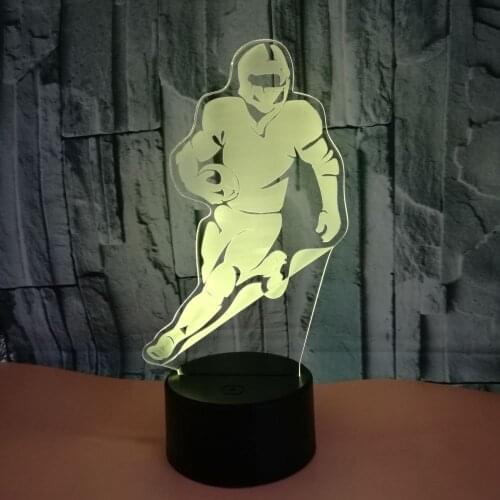 Rugby Players Colorful 3d Desk Lamp Touch Remote Control 3d Night Table Lamps For Living Room Childrens Room Decoration