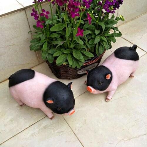 Garden courtyard Simulated Pig Animals Resin Crafts Model Farm Animal Cute Pig Wild Boar Family Figurines Home Decor