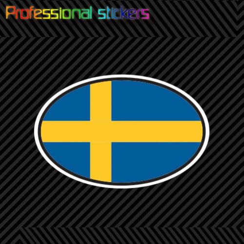 Sweden Oval Sticker Die Cut Decal Swedish Country Code Euro SE V7 Stickers for Car, RV, Laptops, Motorcycles, Office Supplies