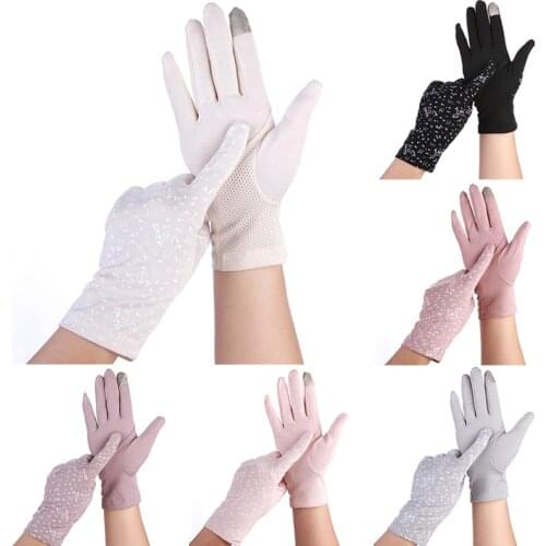 Women Sunscreen Stretch Gloves Summer Spring Lady Touch Screen Anti UV Slip Resistant Driving Glove Breathable Guantes Pink