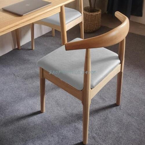 Horn Chair Solid Wood Home Dining Chair Backrest Simple Modern Nordic Desk Chair Milk Tea Shop Restaurant Horn Chair